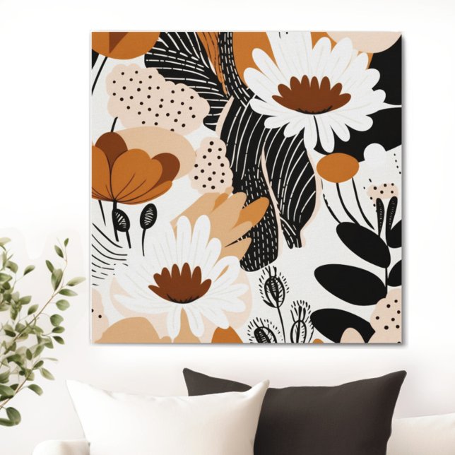 Floral Mid Century Modern Boho Print (Transform your space with the timeless beauty of mid century modern floral canvas. )