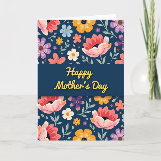 Floral Midnight Mothers Day Card (Front)