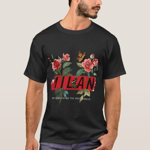 Floral Milan Italy I Love Milano Italia T_Shirt