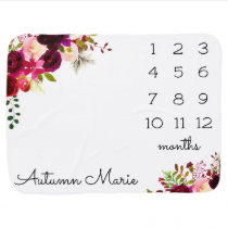 Floral Milestone Baby Blanket Floral Milestone Baby Blanket