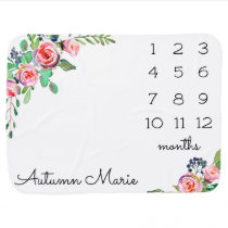 Floral Milestone Baby Blanket Floral Milestone Baby Blanket