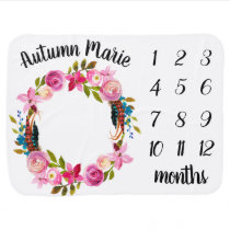 Floral Milestone Baby Blanket Floral Milestone Baby Blanket