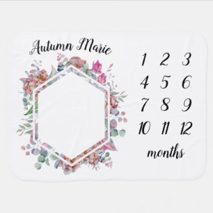 Floral Milestone Baby Blanket