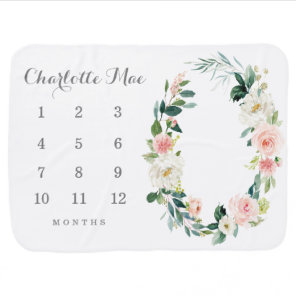 Floral Milestone Baby Blanket Photo Prop
