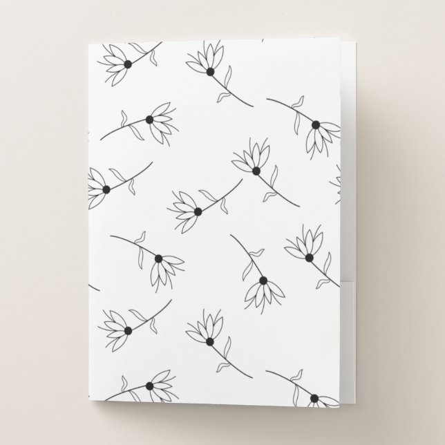 Floral, Milk White, Romance Pocket Folder (Front)