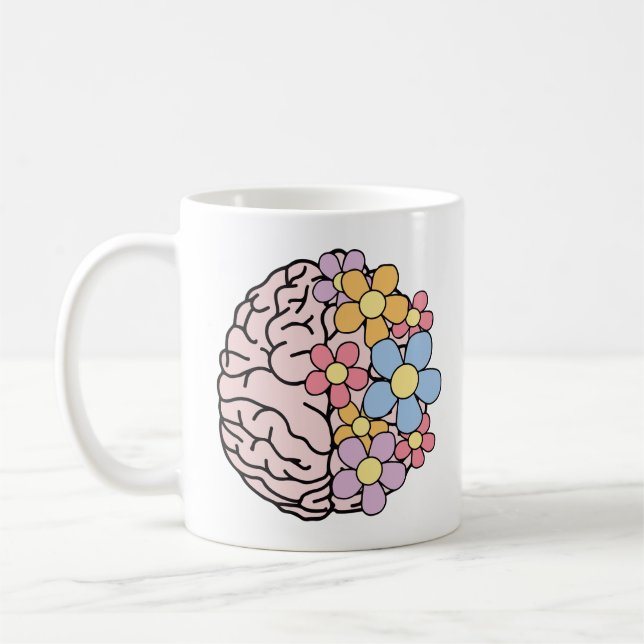 Floral Mind Brain Coffee Mug (Left)