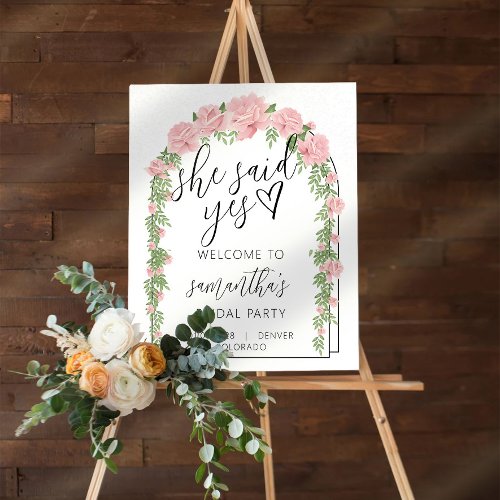 Floral Minimal Script Welcome Bridal Shower Sign