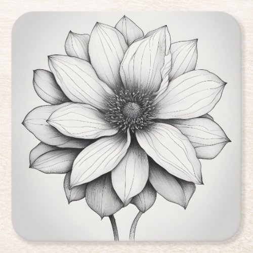 Floral Minimalism Square Paper Coaster