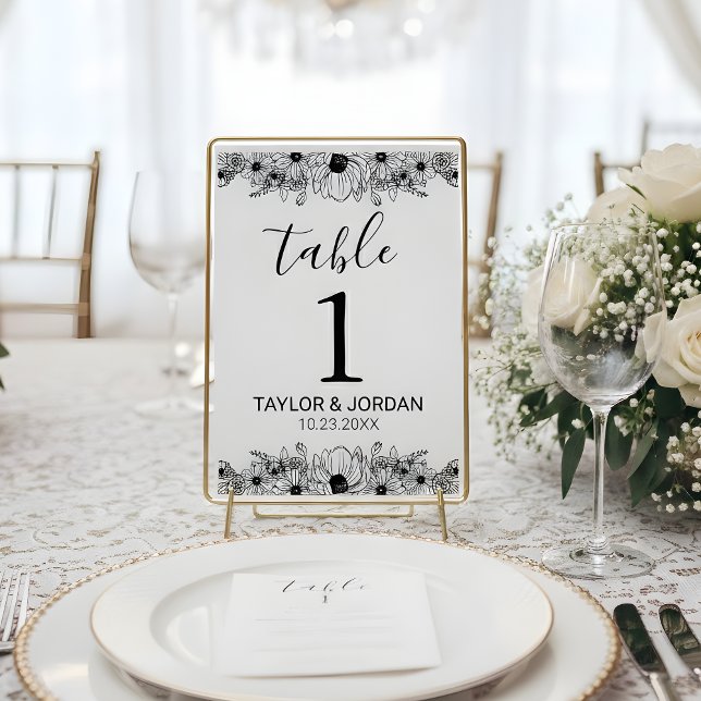 Floral Minimalist Botanical Wedding Table Number  (Creator Uploaded)
