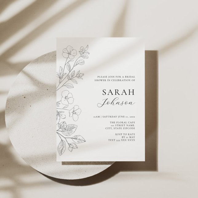 Floral Minimalist Bridal Shower Invitation  (Creator Uploaded)