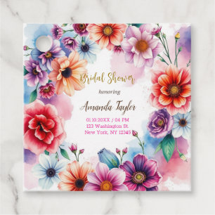 Floral Minimalist Calligraphy Bridal Shower Card Favor Tags