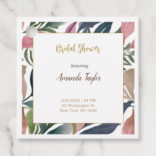 Floral Minimalist Calligraphy Bridal Shower Card Favor Tags