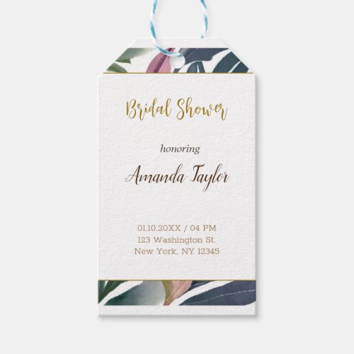 Floral Minimalist Calligraphy Bridal Shower Card Gift Tags