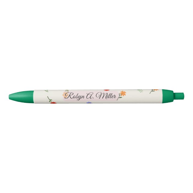 Floral Minimalist Custom Name Elegant Stylish Pen (Front)