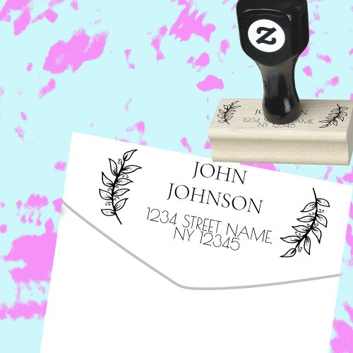 Floral Minimalist Modern Return Address Rubber Stamp