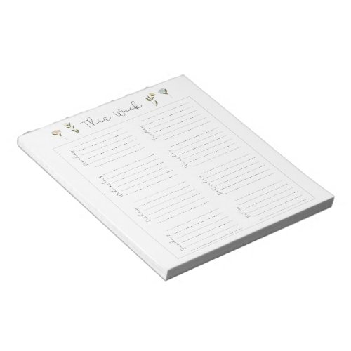 Floral Minimalistic Notepad Weekly To_do Lists Notepad