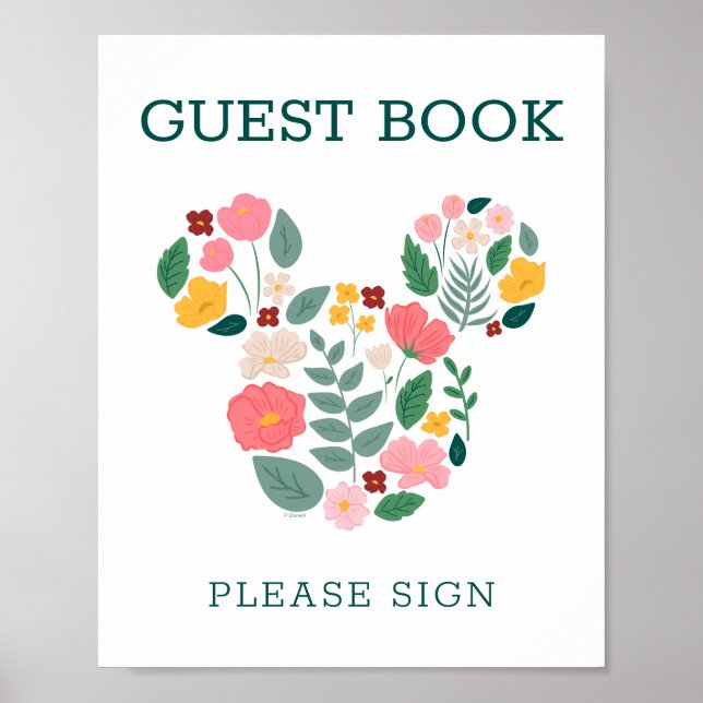 Floral Minnie Mouse Baby Shower Guest Book (Front)