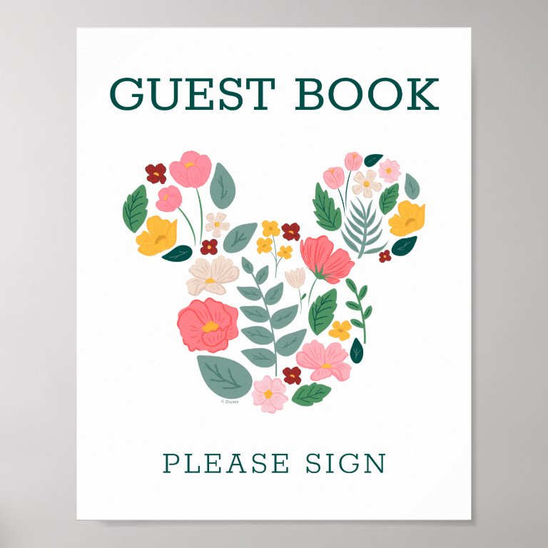 Floral Minnie Mouse Baby Shower Guest Book