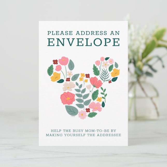 Floral Minnie Mouse Baby Shower Invitation (Standing Front)