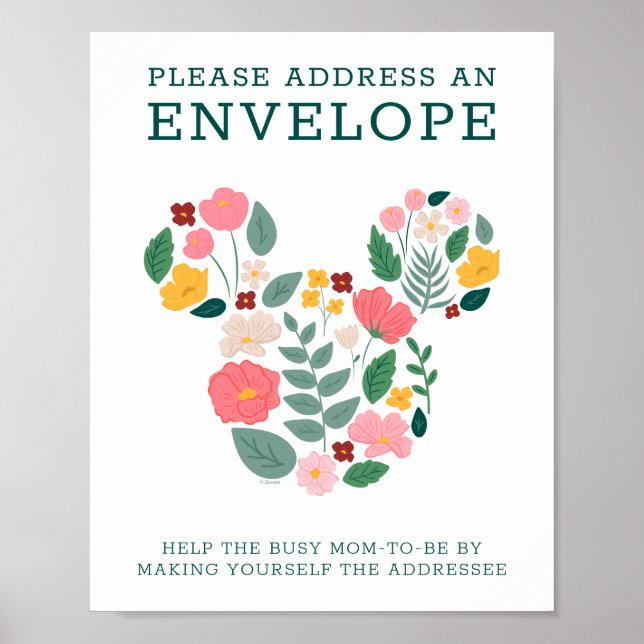 Floral Minnie Mouse Baby Shower Poster (Front)