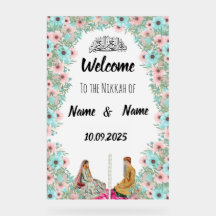 Floral mint acrylic Nikkah sign