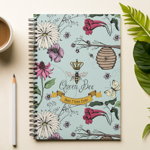Floral Mint Best Mom Ever Queen Bee Notebook