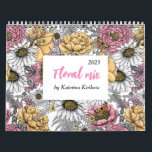 Floral mix Calendar<br><div class="desc">12 beautiful hand-drawn illustrations featuring various type of flowers- peonies,  daisies,  roses and more</div>