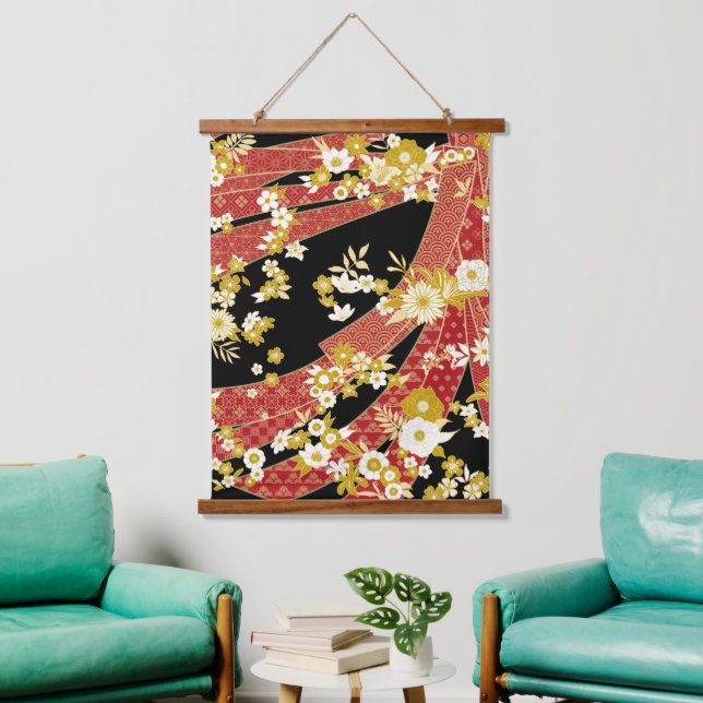 Floral Mix Kimono Pattern Hanging Tapestry (Living Room)