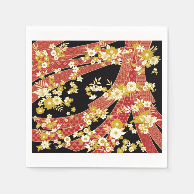 Floral Mix Kimono Pattern Napkins (Front)
