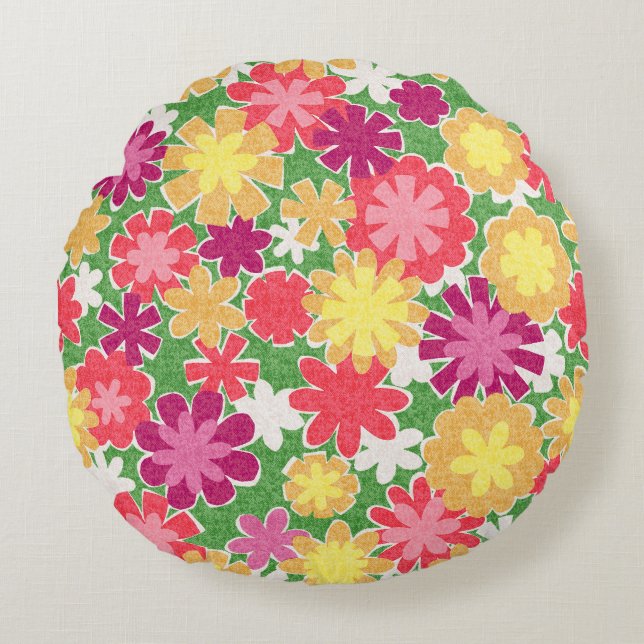 Floral Mix Round Pillow (Front)