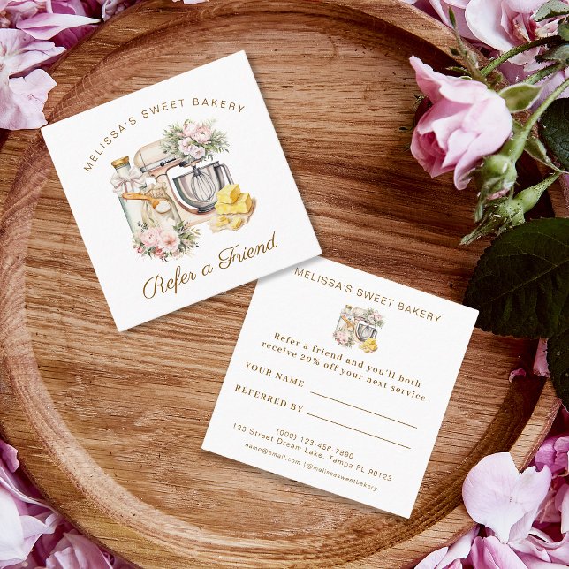 Floral Mixer Bakery Cooking Refer a Friend  Referral Card (Creator Uploaded)