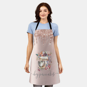 Floral Mixer Glitter Drips Rose Gold Apron