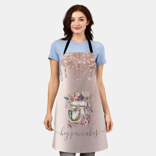 Floral Mixer Glitter Drips Rose Gold  Apron