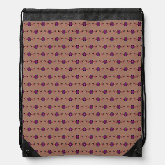 Floral mocha mousse drawstring bag (Front)