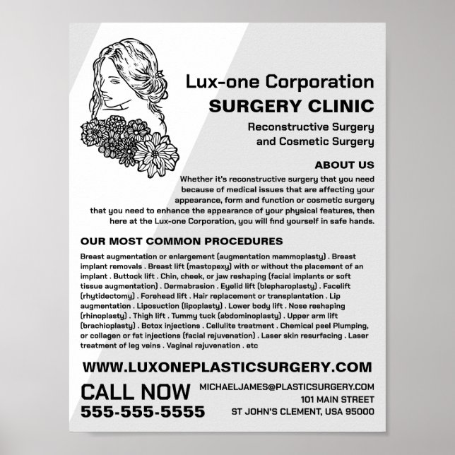 Floral Model, Plastic Surgeon, Plastic Surgery Poster (Front)