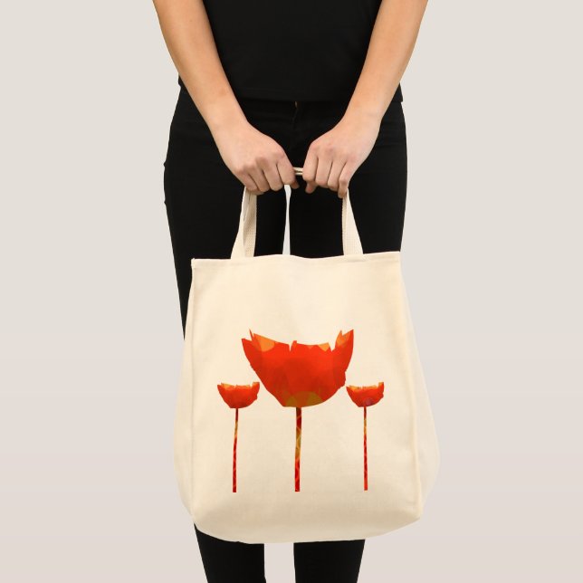 Floral Modern Abstract Orange Poppy Tote Bag (Front (Product))