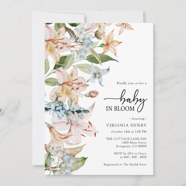 Floral Modern Baby Shower Invitation (Front)