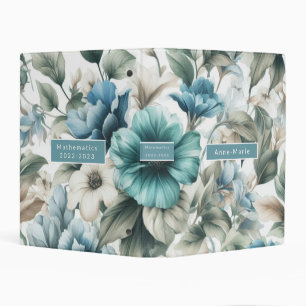 Floral modern blue girly elegant stylish mini binder