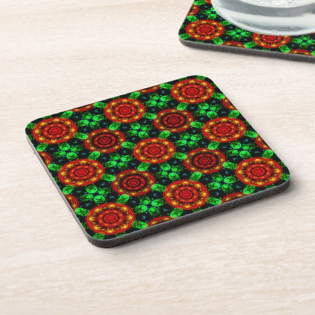 Floral Modern Boho Elegant Abstract Pattern #504 Beverage Coaster (Left Side)