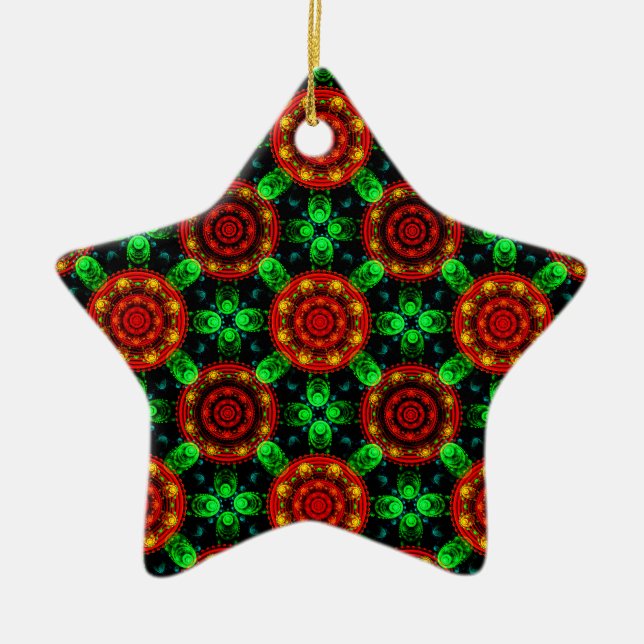 Floral Modern Boho Elegant Abstract Pattern #504 Ceramic Ornament (Front)