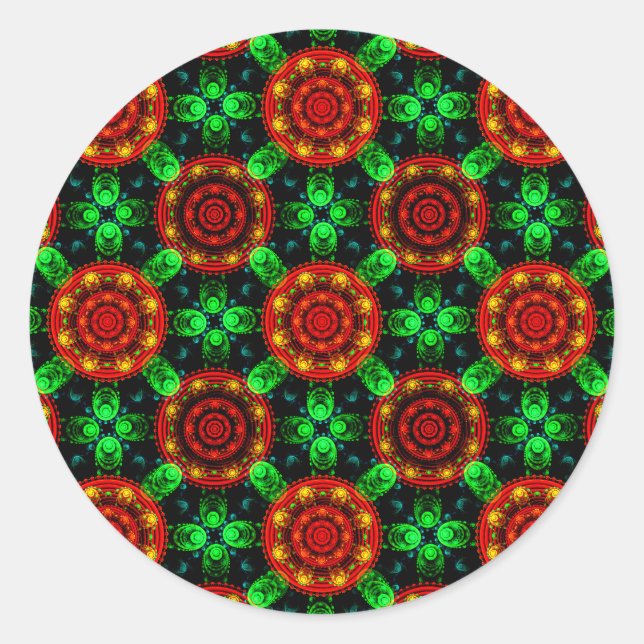 Floral Modern Boho Elegant Abstract Pattern #504 Classic Round Sticker (Front)