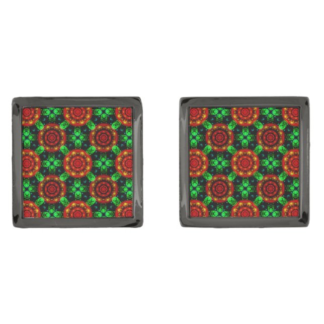 Floral Modern Boho Elegant Abstract Pattern #504 Cufflinks (Front)