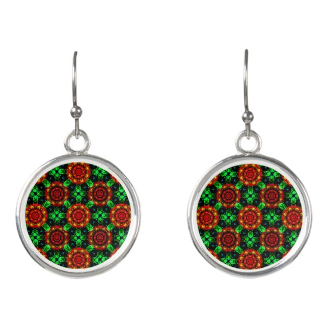 Floral Modern Boho Elegant Abstract Pattern #504 Earrings (Front)