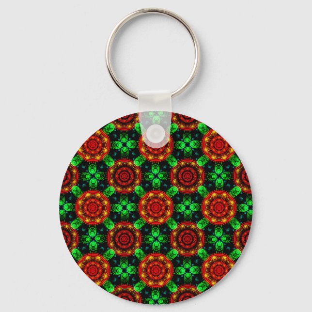 Floral Modern Boho Elegant Abstract Pattern #504 Keychain (Front)