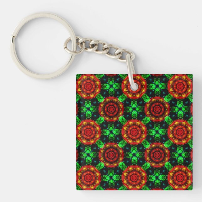 Floral Modern Boho Elegant Abstract Pattern #504 Keychain (Front)