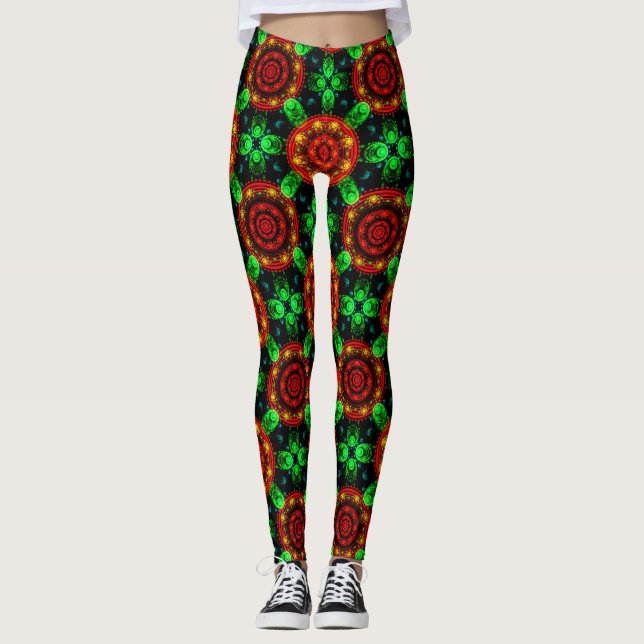 Floral Modern Boho Elegant Abstract Pattern #504 Leggings (Front)