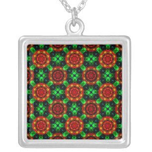 Floral Modern Boho Elegant Abstract Pattern #504 Silver Plated Necklace