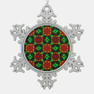 Floral Modern Boho Elegant Abstract Pattern #504 Snowflake Pewter Christmas Ornament