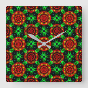 Floral Modern Boho Elegant Abstract Pattern #504 Square Wall Clock