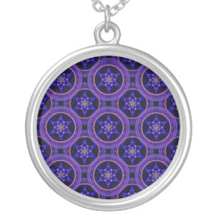 Floral Modern Boho Elegant Abstract Pattern #505 Silver Plated Necklace